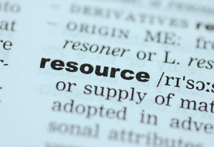 A close up of the definition for "resource" in a dictionary.